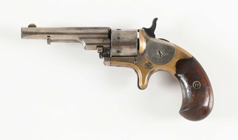 (A) RARE LONG BARREL EJECTOR MODEL COLT OPEN TOP POCKET MODEL SINGLE ACTION REVOLVER.