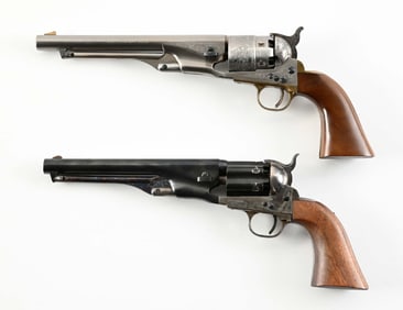 (A) LOT OF 2: BLACK POWDER PERCUSSION REVOLVERS.