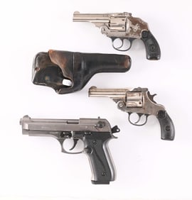 (C) LOT OF 3: IVER JOHNSON SAFETY HAMMERLESS REVOLVER, HARRINGTON & RICHARDSON DOUBLE ACTION REVOLVE