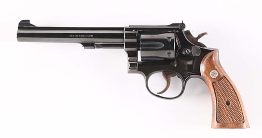 (C) SMITH & WESSON MODEL 17-3 K-22 MASTERPIECE DOUBLE ACTION REVOLVER.