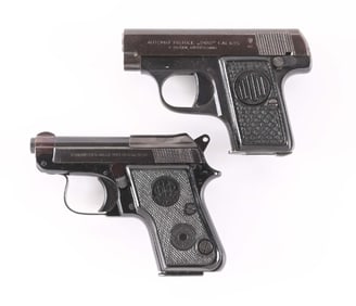 (C) LOT OF 2: CZEC DUO AND BERETTA 950B .25 ACP SEMI-AUTOMATIC PISTOLS.