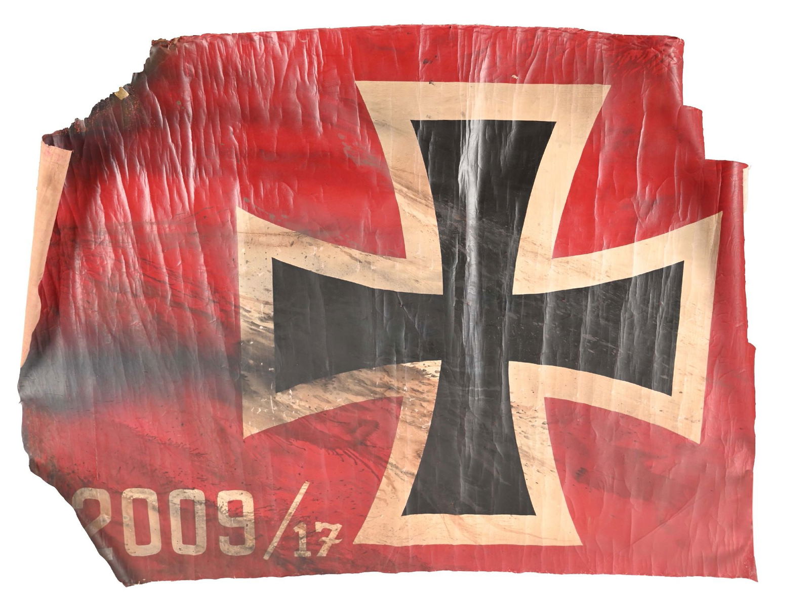 FOKKER DR-1 RED BARRON MOVIE PROP AIPLANE SKIN FRAGMENT. : Measures approximately 59". Painted canvas with applied tarnishing and edge wear. CONDITION: Good. Paperwork: N/A