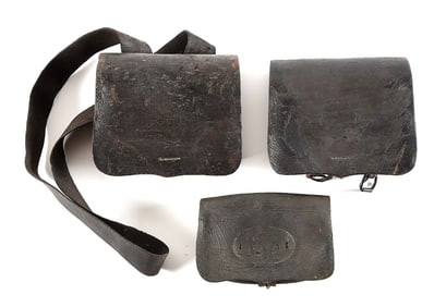 LOT OF 3: US CIVIL WAR M1855 CARTRIDGE POUCHES.