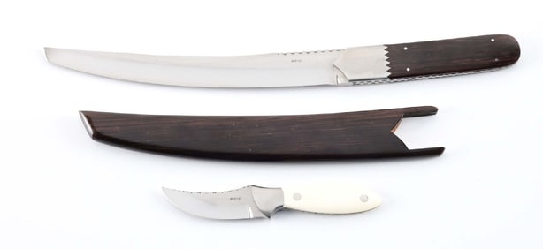 LOT OF 2: CLAUDE MONTJOY FIXED BLADE KNIVES.