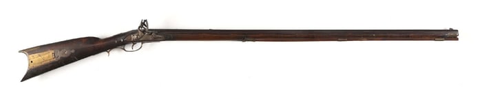 (A) RELIEF CARVED FLINTLOCK KENTUCKY RIFLE.