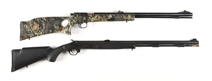 (A) LOT OF 2: KNIGHT WOLVERINE AND TRADITIONS MUZZLELOADING RIFLES.