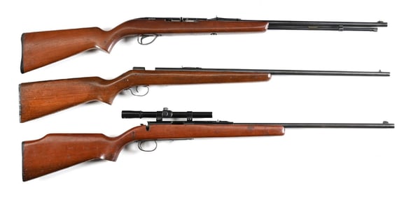 (C) LOT OF 3: J.C HIGGENS MODEL 25 WINCHESTER MODEL 67A AND A REMINGTON MODEL 581.