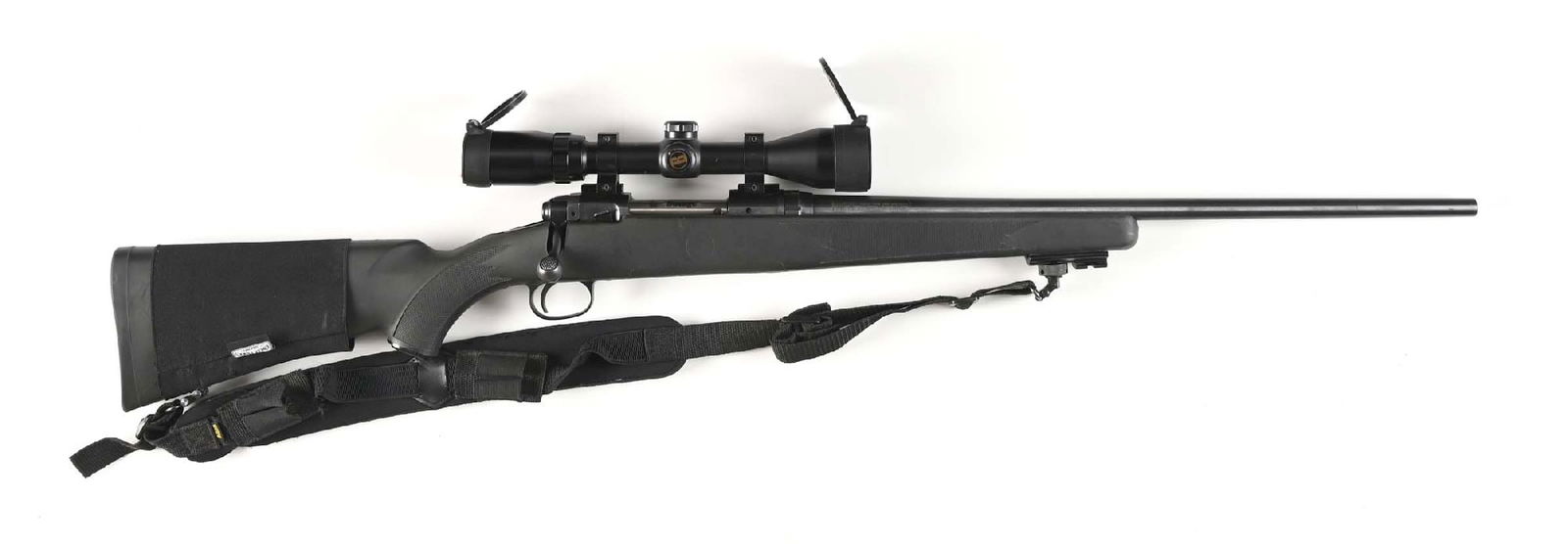 (M) SAVAGE MODEL 10 BOLT ACTION RIFLE.: Features include a round tapered blued steel barrel with no iron sights, matte finish blued steel receiver with a Bushnell Banner, one piece checkered stock with pistol grip and factory rubber buttpad