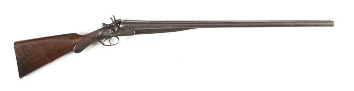 (A) W.C. SCOTT SIDE BY SIDE 10 GAUGE HAMMER SHOTGUN.