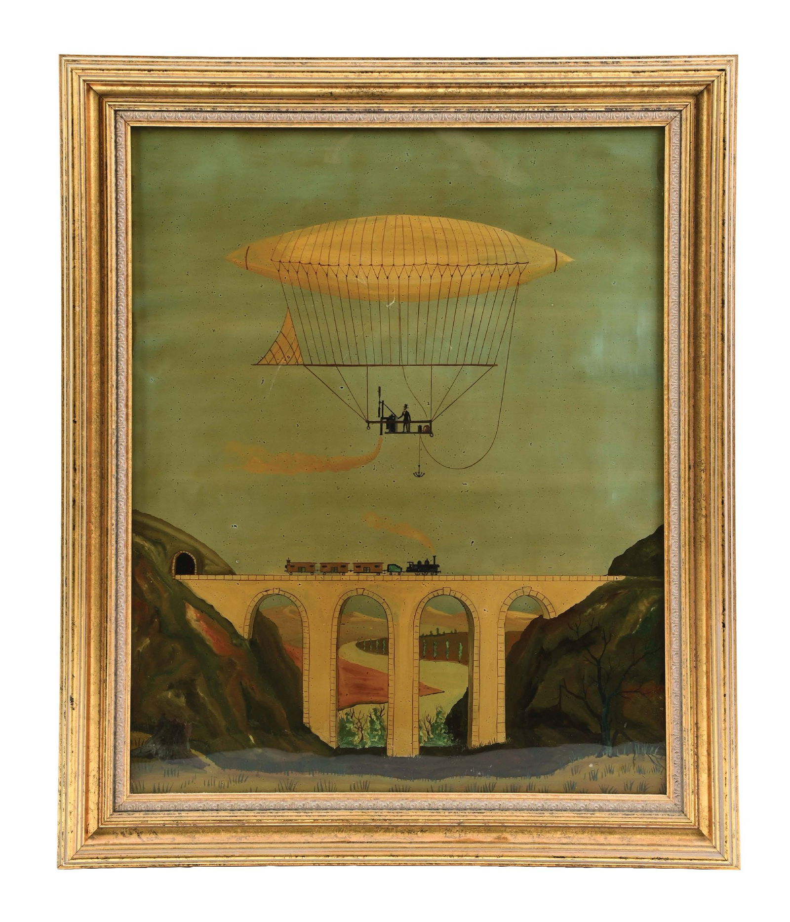 ZEPPELIN WITH TRAIN CROSSING THE BRIDGE (1 of 3)