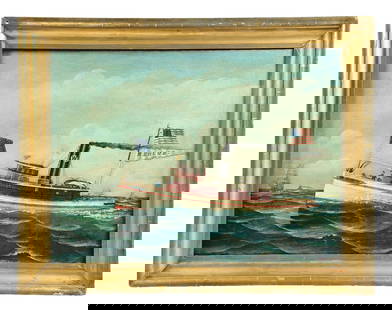 OTTO MÜHLENFELD (AMERICAN, 1871-1907): Tug Boat "Rescue" oil on canvas signed lower-right, dated 1893 canvas: 26-1/4 x 36 in. (66.7 x 91.4 cm) framed: 33 x 3 x 42 in. (83.8 x 7.6 x 106.7 cm) Description Muhlenfeld was a prominent painter