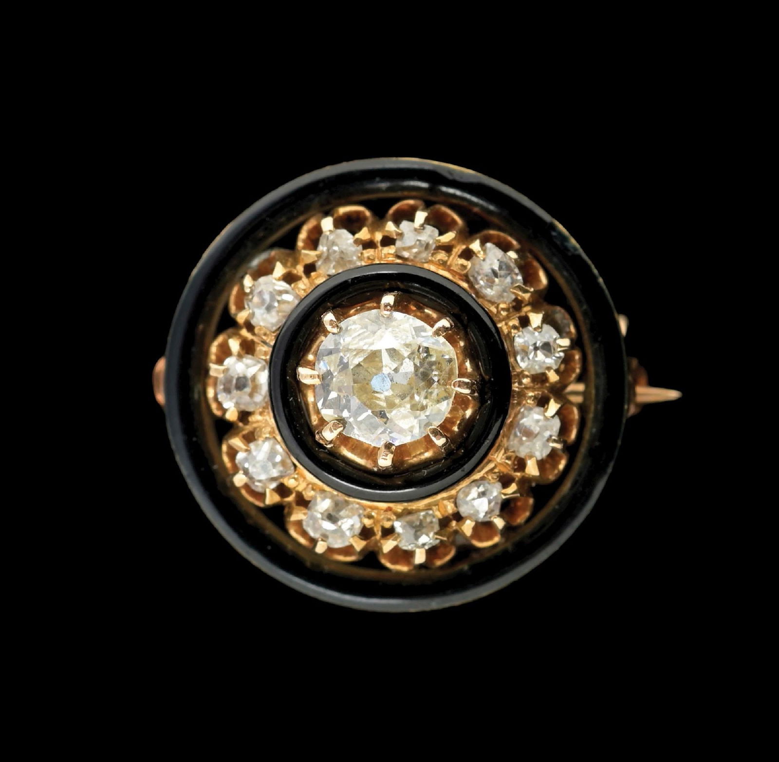 VICTORIAN DIAMOND & ENAMEL BROOCH/PIN (1 of 3)