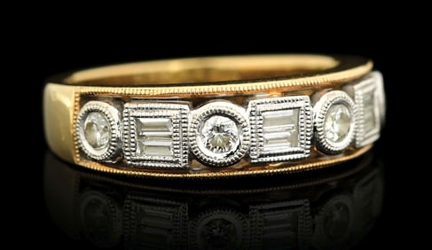 18K GOLD 2-TONE 1/2CTW DIAMOND BAND