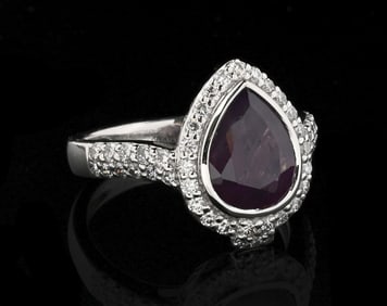 PLATINUM PURPLE KASHMIR SAPPHIRE & DIAMOND RING W/ GIA REPORT
