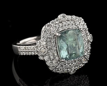 PLATINUM PARAIBA TOURMALINE & DIAMOND RING W/ GIA REPORT