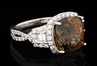 PLATINUM ALEXANDRITE & DIAMOND RING W/ GIA REPORT