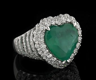 PLATINUM BRAZILIAN EMERALD & DIAMOND RING W/ GIA REPORT