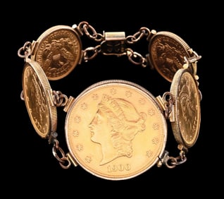1900 US GOLD EAGLE COIN BRACELET