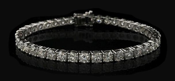 14K WHITE GOLD 13CT DIAMOND LINE BRACELET W/ REPORT