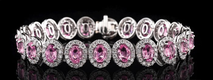 18K WHITE GOLD PINK SAPPHIRE & DIAMOND BRACELET