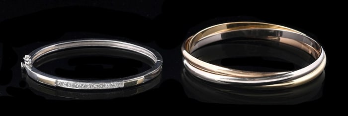LOT OF 2: CARTIER ROLLING BRACELET & DIAMOND BANGLE