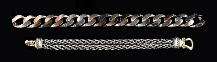 LOT OF 2: SILVER BRACELETS, DAVID YURMAN & CURB LINK