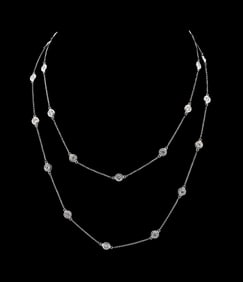 14K WHITE GOLD 4.70CT DIAMOND STATION NECKLACE