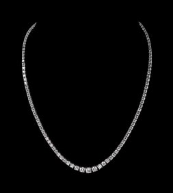 14K WHITE GOLD 10CT DIAMOND RIVIERA NECKLACE