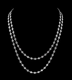 14K WHITE GOLD TIFFANY STYLE 11CT DIAMOND NECKLACE.