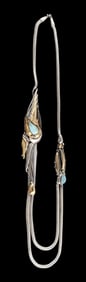 JUDITH KAUFMAN DESIGNER STERLING SILVER & 14K GOLD AQUAMARINE NECKLACE