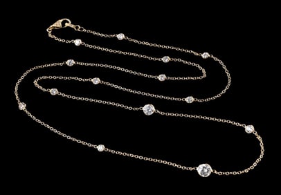 14K GOLD 3CT DIAMOND STATION NECKLACE