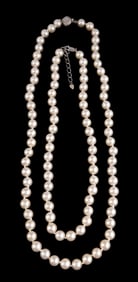 LOT OF 2: CULTURED PEARL STAND NECKLACES