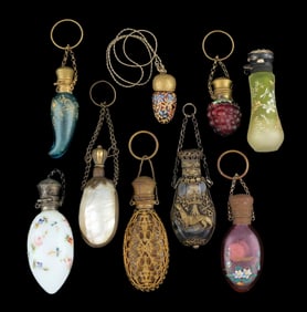 COLLECTION OF 9: ANTIQUE SNUFF VIALS