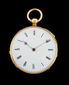 18K GOLD O/F QUARTER REPEATER POCKET WATCH W/ KEY