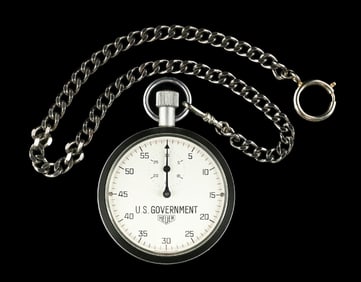 HEUER 7700 U.S. GOVERNMENT STOP WATCH W/ CHAIN