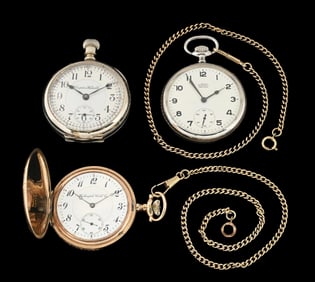 LOT OF 3: POCKET WATCHES W/ 2 CHAINS