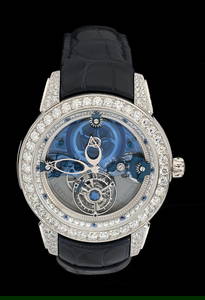 ULYSSE NARDIN ROYAL BLUE MYSTERY TOURBILLON L/E #1/99 PLATINUM DIAMOND WATCH W/B&P.