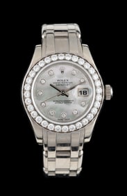LADIES’ 18K WHITE GOLD ROLEX 29MM PEARLMASTER DIAMOND DATEJUST W/B&P, REF. 80299