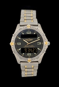 BREITLING 42MM TITANIUM AEROSPACE ANALOG/DIGITAL PILOT'S WRISTWATCH, REF. F65062