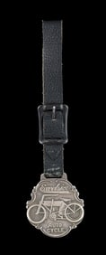 RARE 1910 EXCELSIOR AUTO CYCLE NAMED STERLING SILVER RACING FOB/MEDAL WITH HISTORY