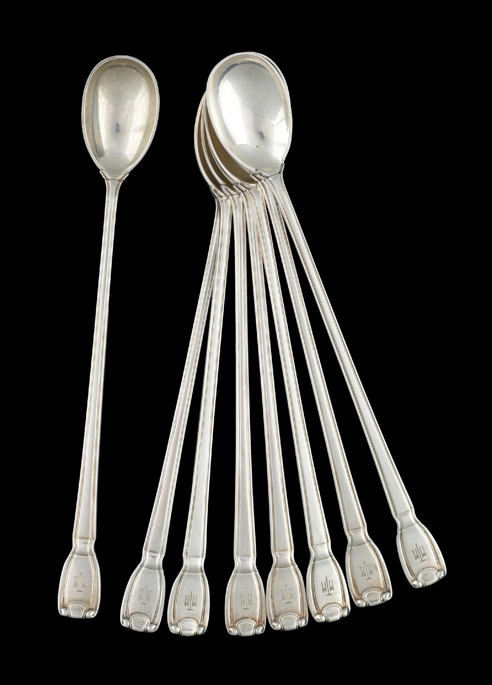 SET OF 8: TIFFANY & CO. STERLING SILVER ICED TEA SPOONS (CASTILIAN). (1 of 2)