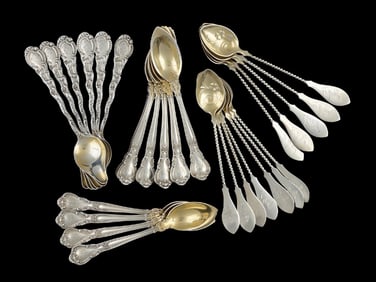 LOT OF 28: STERLING SILVER FRUIT & ICE CREAM SPOONS