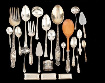 LOT OF 23: MISCELLANEOUS SILVER FLATWARE