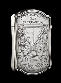 STERLING SILVER MATCH SAFE WILLIAM TELL CLUB