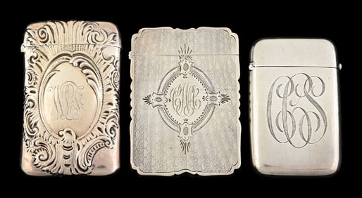 LOT OF 3: VICTORIAN STERLING SILVER CARD CASES