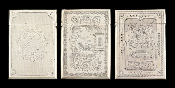 LOT OF 3: STERLING SILVER VICTORIAN CARD CASES, 2 BY GORHAM