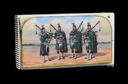 STERLING SILVER & ENAMEL MATCH SAFE
