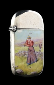 STERLING & ENAMEL SILVER MATCH SAFE