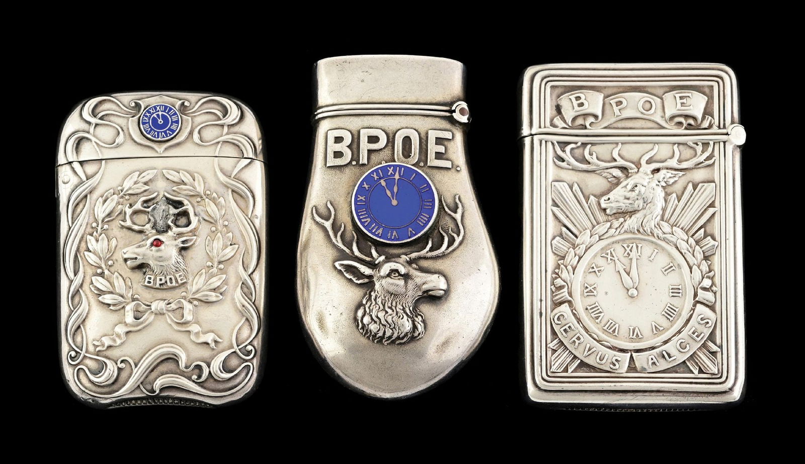 LOT OF 3: STERLING SILVER B.P.O.E. MATCH SAFES (1 of 5)