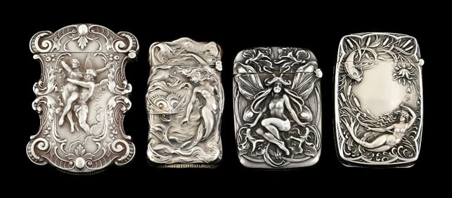 LOT OF 4: STERLING SILVER MATCH SAFES